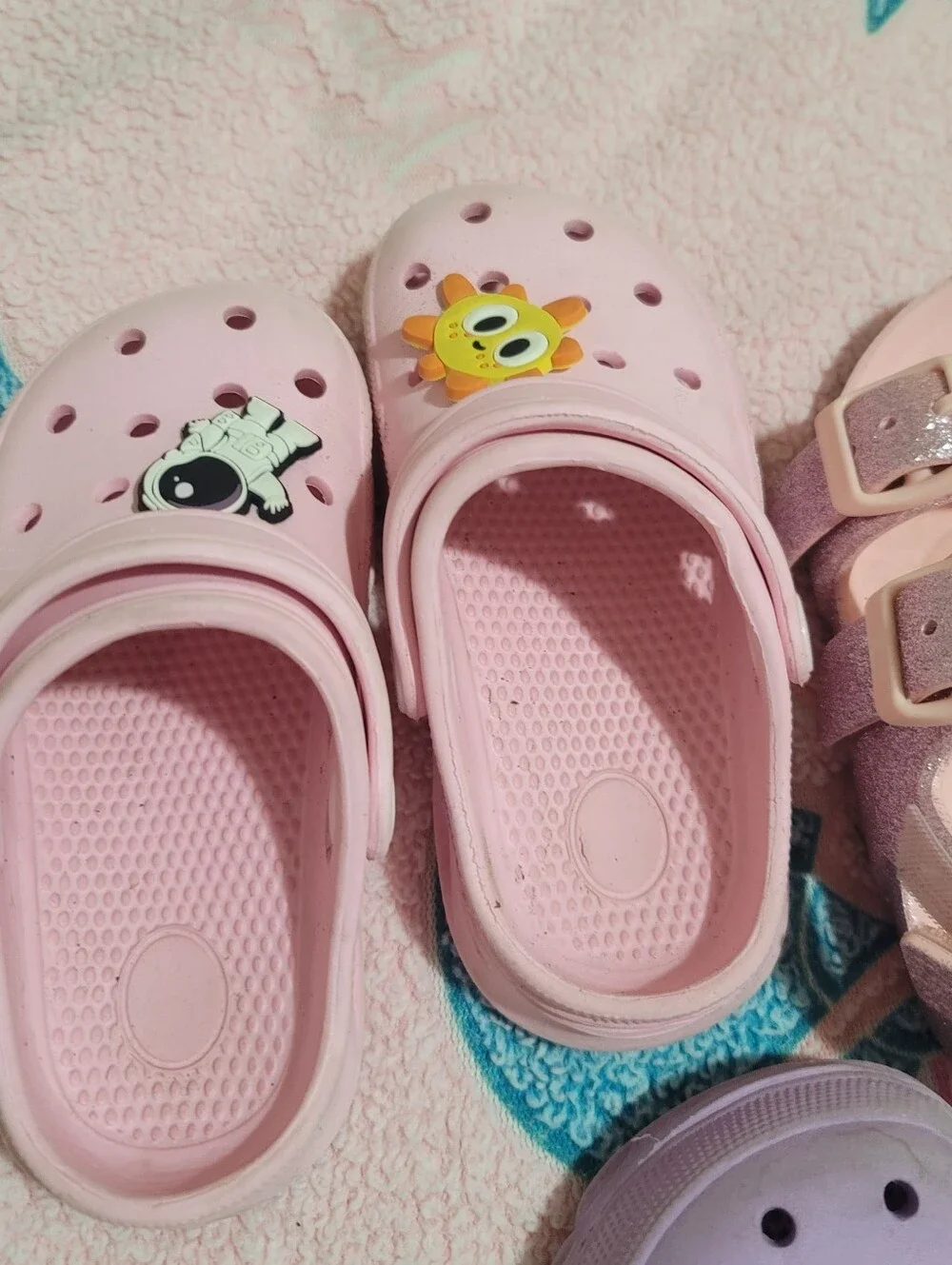 Four Set Kids Pink and Lavender Slip-On Clogs & Sandals Set Size 7